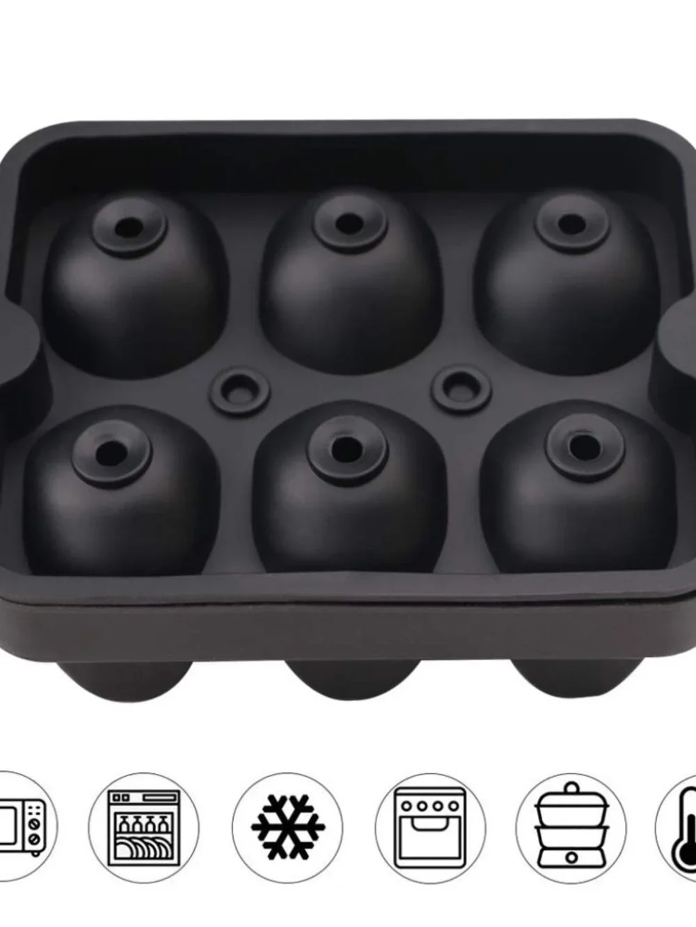 CHIYAN Skull Ice Mold Silicone - Set of 6 Large 3D Ice Cube Molds, 2.3x2.3 Inch